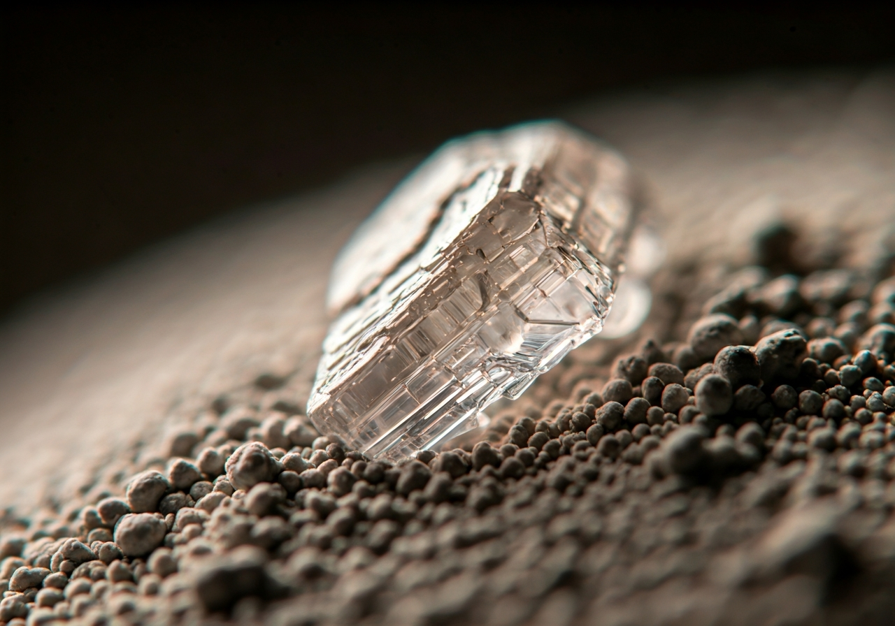 Diatomitová zemina: Funguje skutečně? (Pravda) 2 Macro photography of diatomaceous earth powder, crystalline structure, microscopic view of fossilized diatoms, bright neutral background, soft natural lighting, editorial scientific style, premium textures, high resolution, no text, no letters