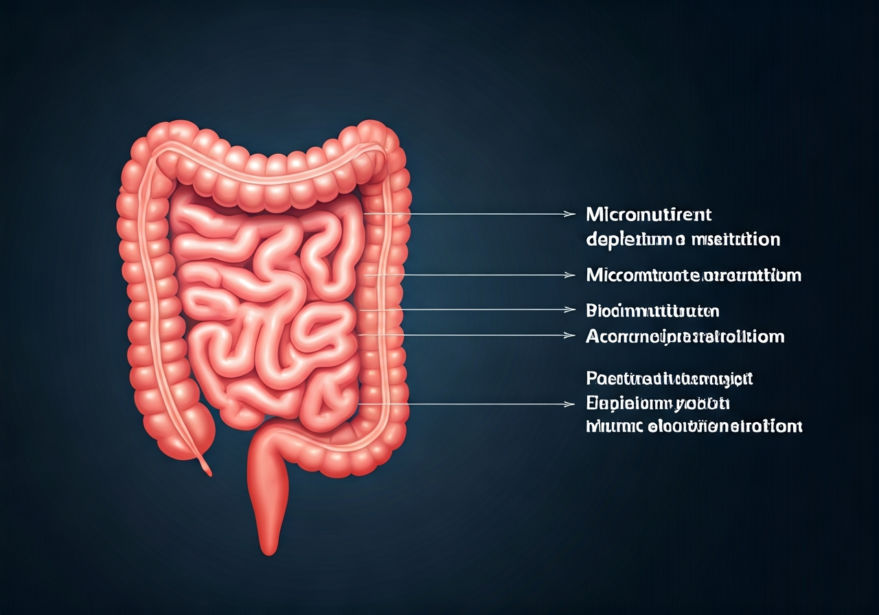 Kocovina: Jak ji zastavit do 5 minut (Návod 2026) 3 A professional medical illustration showing the cross-section of the human gut microbiome and a diagram of micronutrient depletion during alcohol metabolism, clean clinical style.