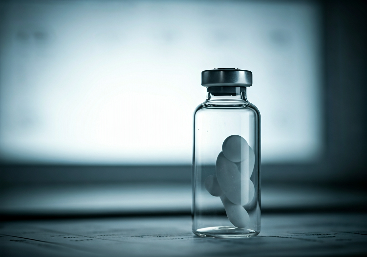 Ergofein: Funguje, nebo jsou to vyhozené peníze? 2 A professional medical laboratory setting with a sleek, modern glass vial of medication, scientific charts blurred in the background, clean clinical aesthetic, soft natural light, 85mm lens, high resolution, professional editorial style, no text, no words, no letters.