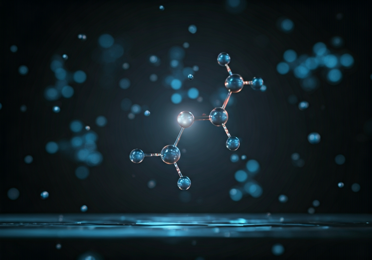 Nedostatek kyseliny askorbové: Ohrožuje vás? (Test příznaků) 2 A macro artistic shot of a molecular structure of ascorbic acid glowing faintly, floating in a clean, minimalist laboratory setting, premium editorial lighting, bokeh background, 85mm lens, high resolution, no text, no letters