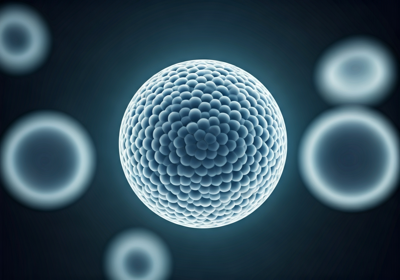 Macro photography of human white blood cells under a microscope, abstract medical representation, clean laboratory environment, soft blue and white lighting, high-end scientific aesthetic, 85mm lens, highly detailed, no text, no words, no letters