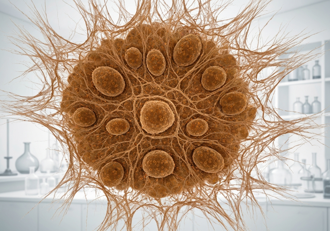 Paleo a otužování: Funguje to? (Pravda o zdraví) 2 A microscopic view of active brown adipose tissue cells with dense mitochondria, clinical laboratory background, premium editorial health photography, soft clinical lighting, 85mm lens, highly detailed, no text, no words, no letters.