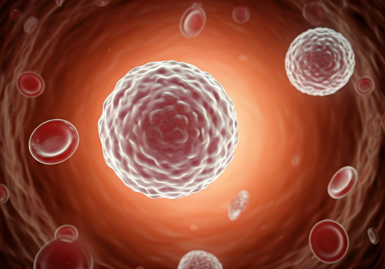 Posílení imunity: 7 rychlých tipů (za 5 minut) 2 A macro conceptual shot of human white blood cells moving through a vibrant, clean, abstract biological environment, soft natural light, cinematic depth of field, 85mm lens, highly detailed, premium editorial look, no text, no words, no letters