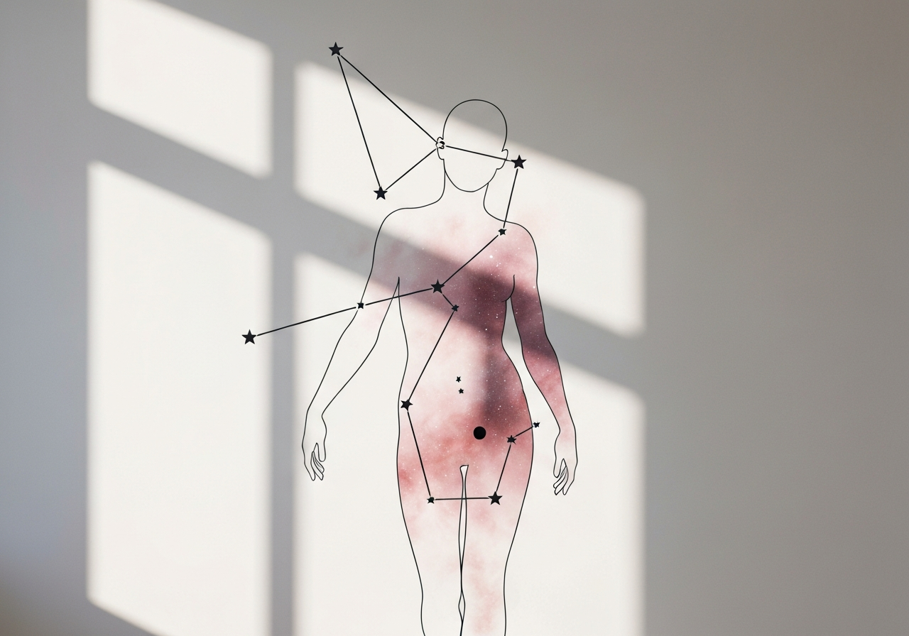 Artistic representation of the Gemini constellation merged with a symbolic human silhouette, modern abstract aesthetic, clean minimalist background, soft natural light, 85mm lens, high resolution, professional photography, no text, no words, no letters.