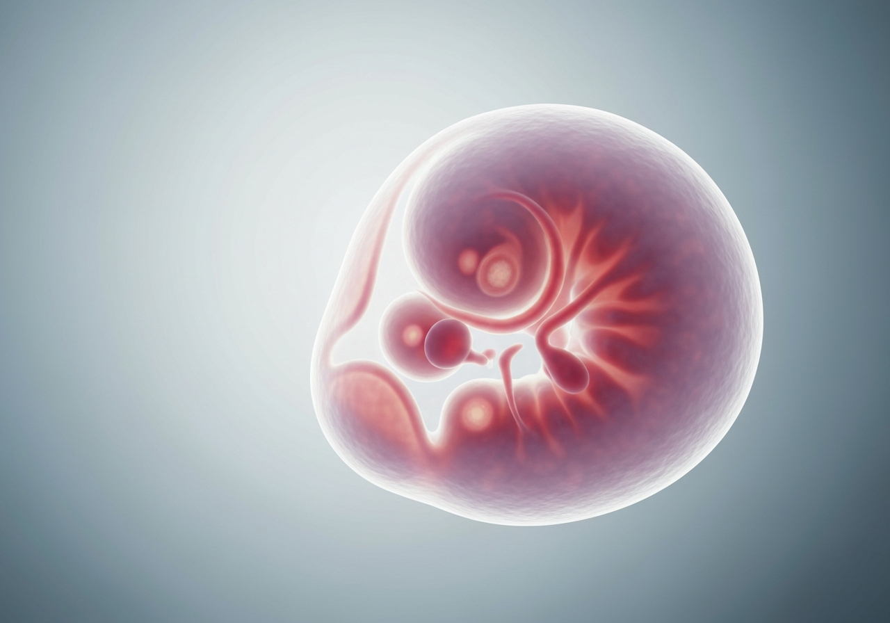 A scientific representation of early human embryo development, clean clinical aesthetic, soft focus background, high resolution, soft natural light, macro lens, no text, no words, no letters