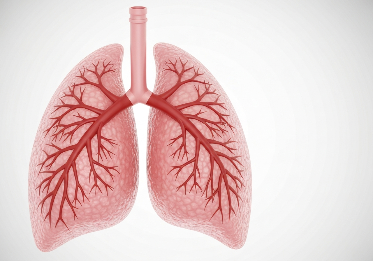 A professional medical illustration of human respiratory system with microscopic fiber textures, modern clinical aesthetic, clean white background, soft natural light, 85mm lens, highly detailed, professional medical photography, no text, no words, no letters