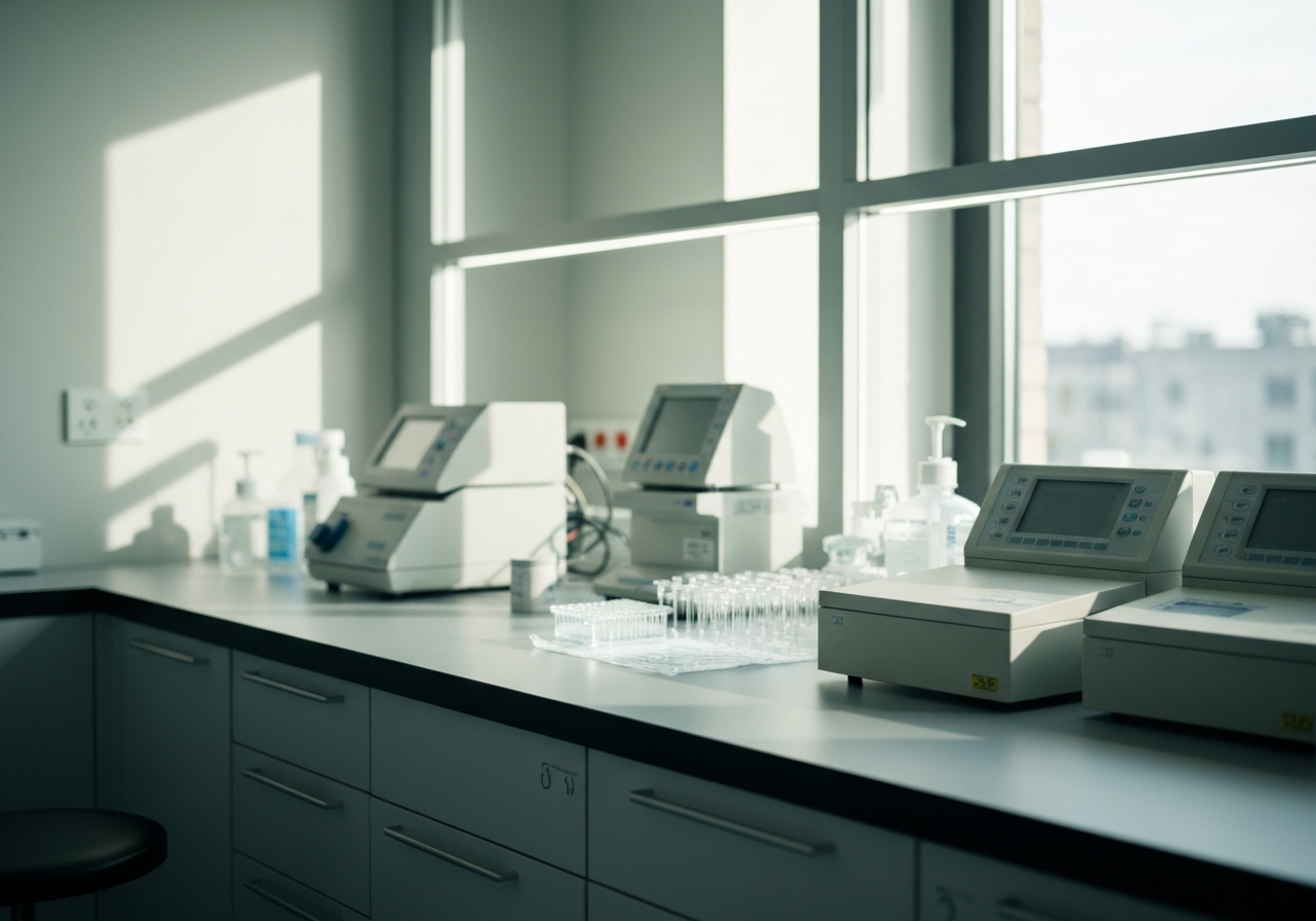 Detox lék: Opravdu funguje? (Pravda, kterou musíte znát) 2 A professional medical setting, a clean laboratory workspace with subtle clinical equipment, soft natural morning light, high-end editorial aesthetic, 85mm lens, blurred professional background, no text, no words, no letters