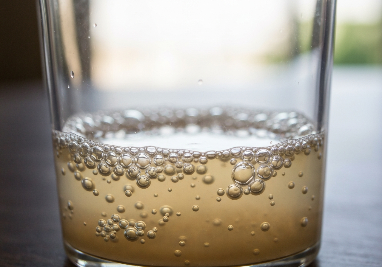 Macro shot of active yeast bubbles and fermentation activity in a glass container, laboratory-clean aesthetic, high-contrast, soft natural light, 85mm lens, depth of field, no text, no letters